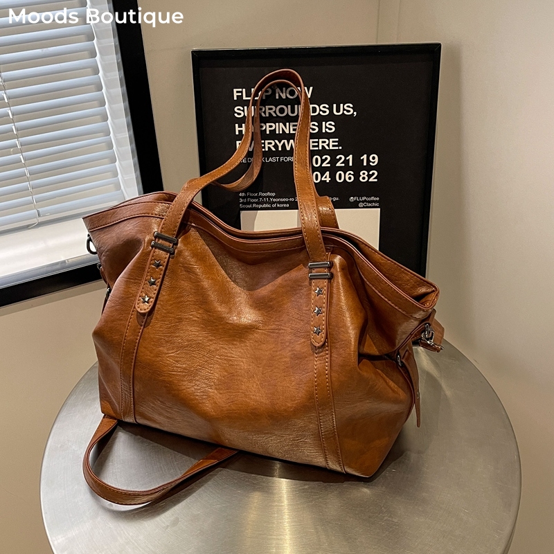 Leather Work Handbag - MOODS Borse tote di grandi dimensioni