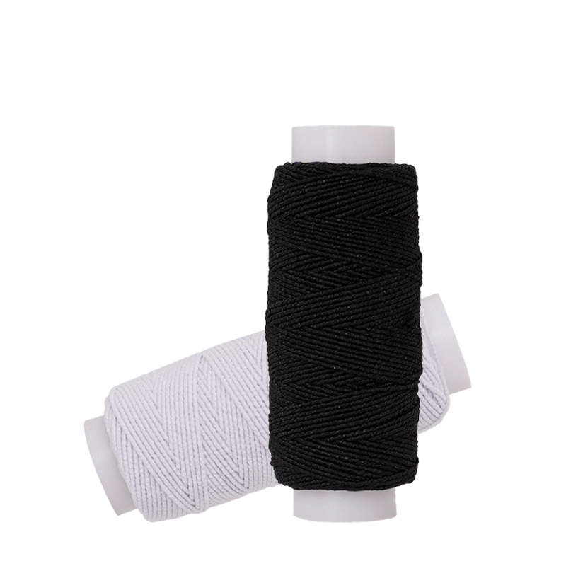 Waxed Thread Linen - 20m Nero Bianco Filo Elastico 0.6mm