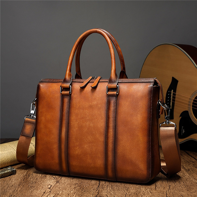 Leather Work Handbag - Borsa da lavoro in pelle di