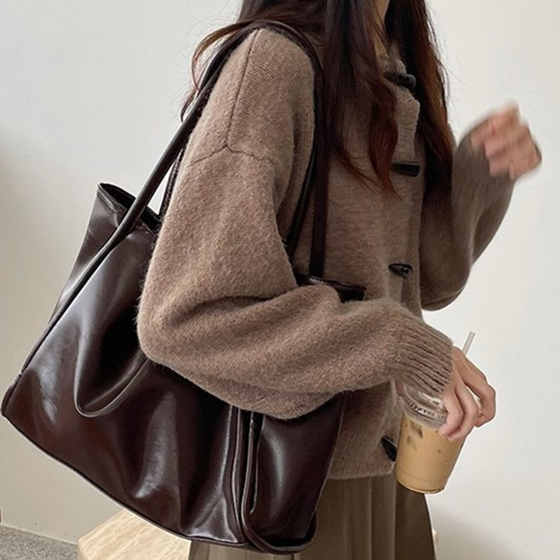 Leather Work Handbag - Borse a Spalla Vintage da Donna