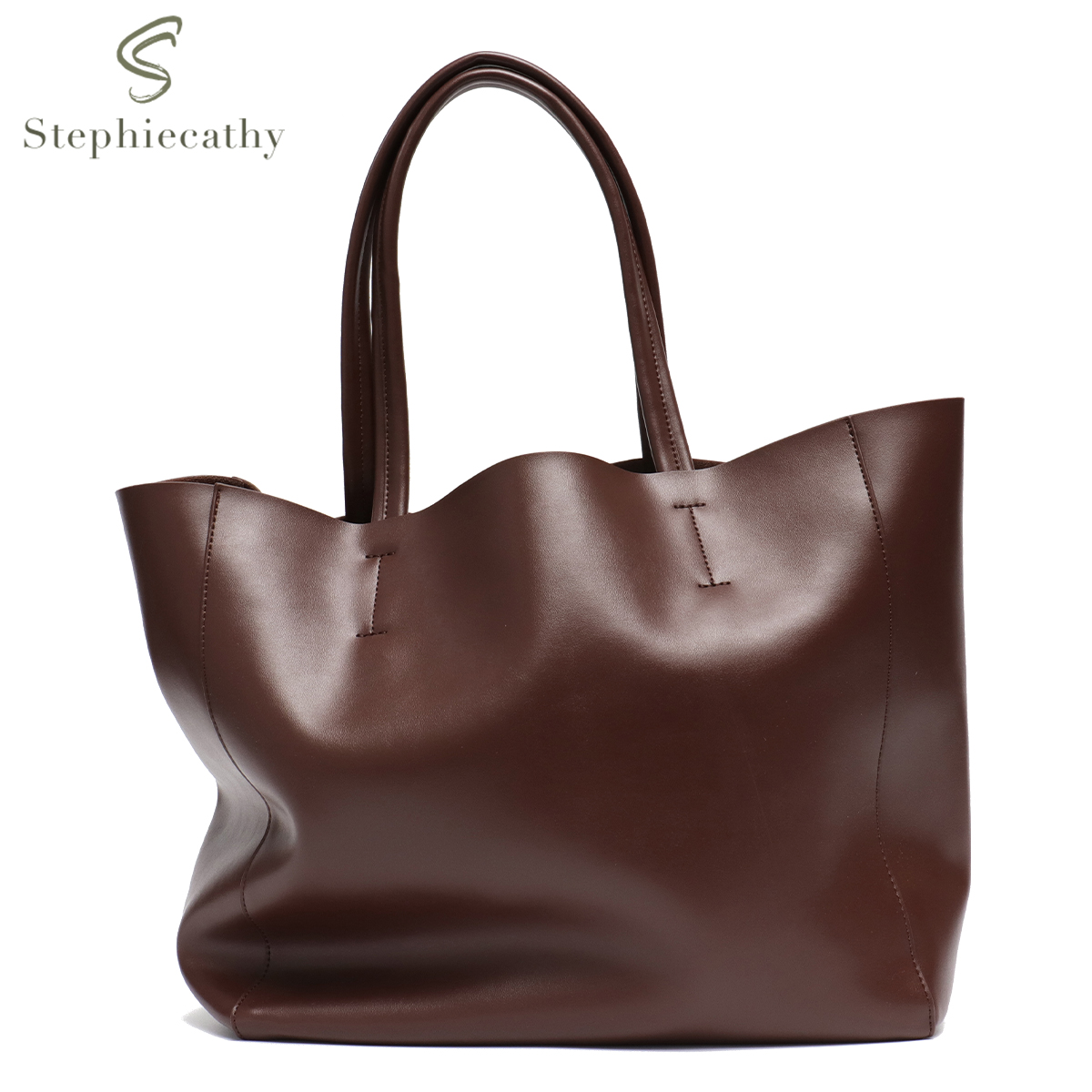 Leather Work Handbag - Borsa tote di grande capacità per