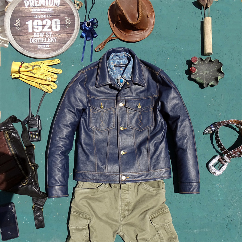 Leather Work Jeans - Giacca in Vera Pelle Knight, Modello