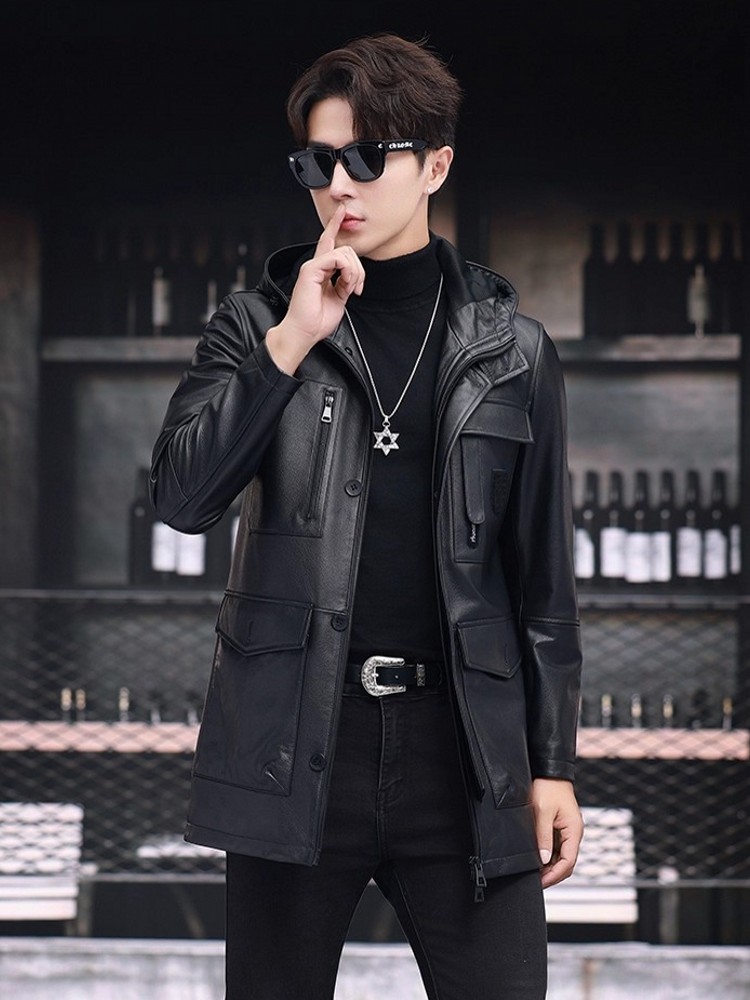 Piumino invernale da uomo d'af - Leather Work Jacket With Hood recensione e prezzo
