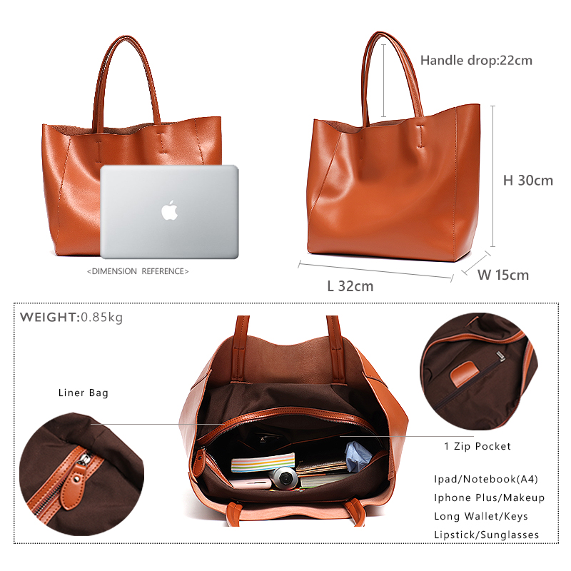 Borsa tote grande minimalista  - Leather Work Handbag recensione e prezzo